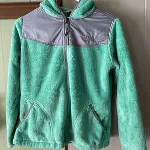 Mint Green North Face Fuzzy Jacket
